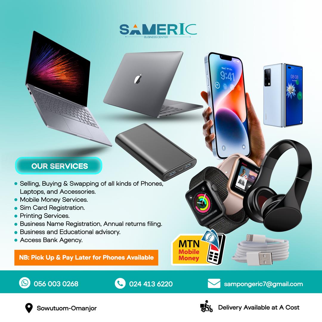 SAMERIC flyer showing phones, laptops and accessories